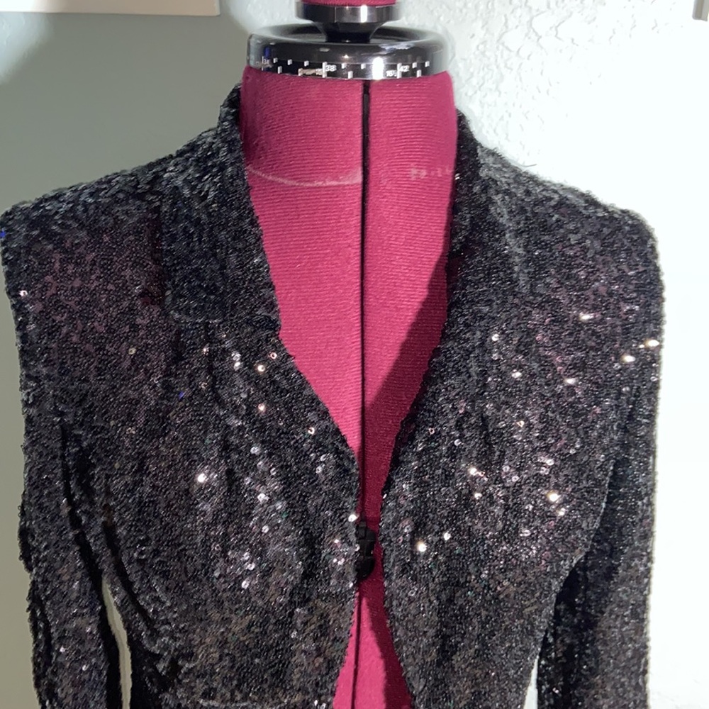 Aidan Mattox Sequin Long Sleeve Open Jacket - image 3